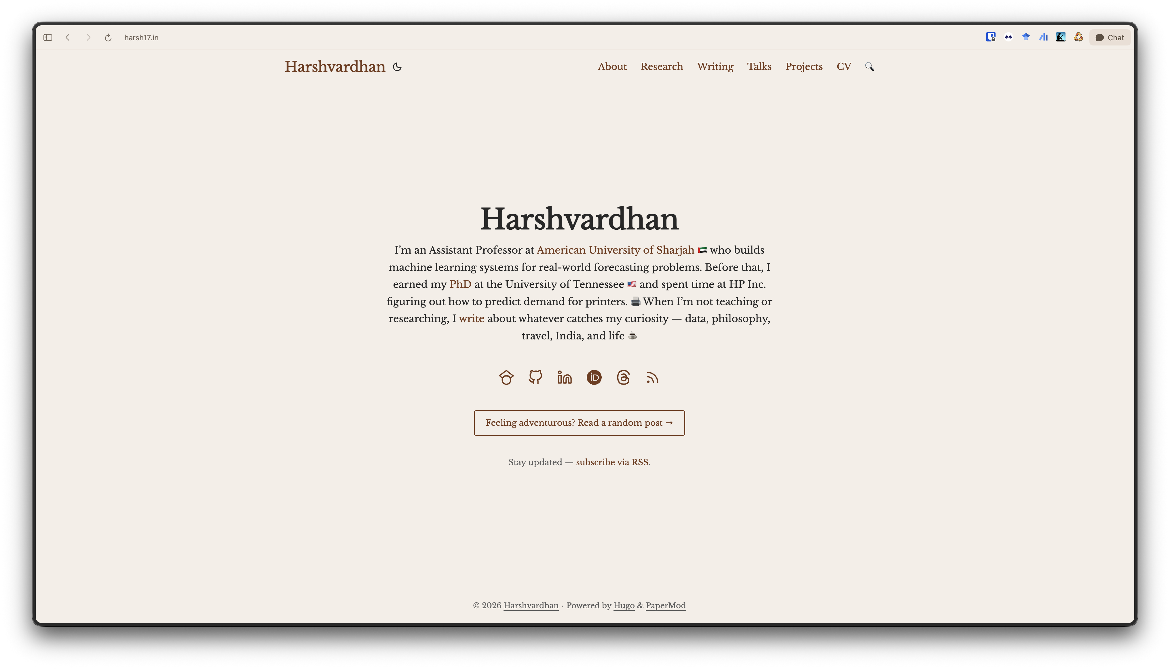 The new site — warm, minimal, everything in one place
