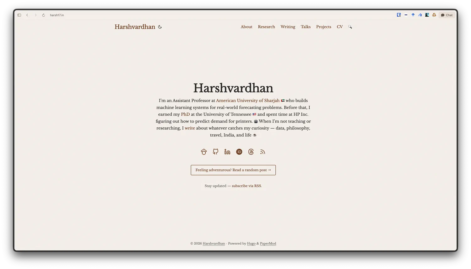The new site — warm, minimal, everything in one place