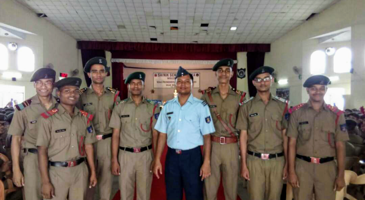 With HM Sir in Class 12 — my mentor in Class 11–12, along with other appointments at the school assembly.
